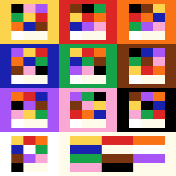 Seletor de cores com 11 opções