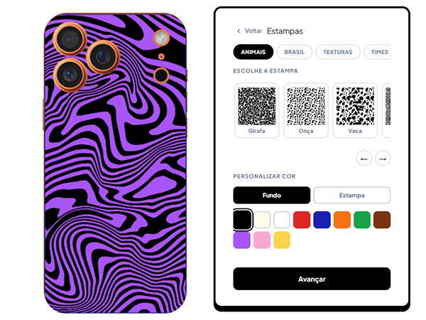 Catálogo de estampas SVG com seletor de cores